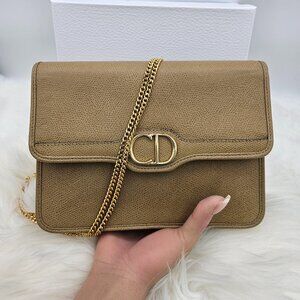DIOR  Beige Calfskin Leather Chain Box PM Bag